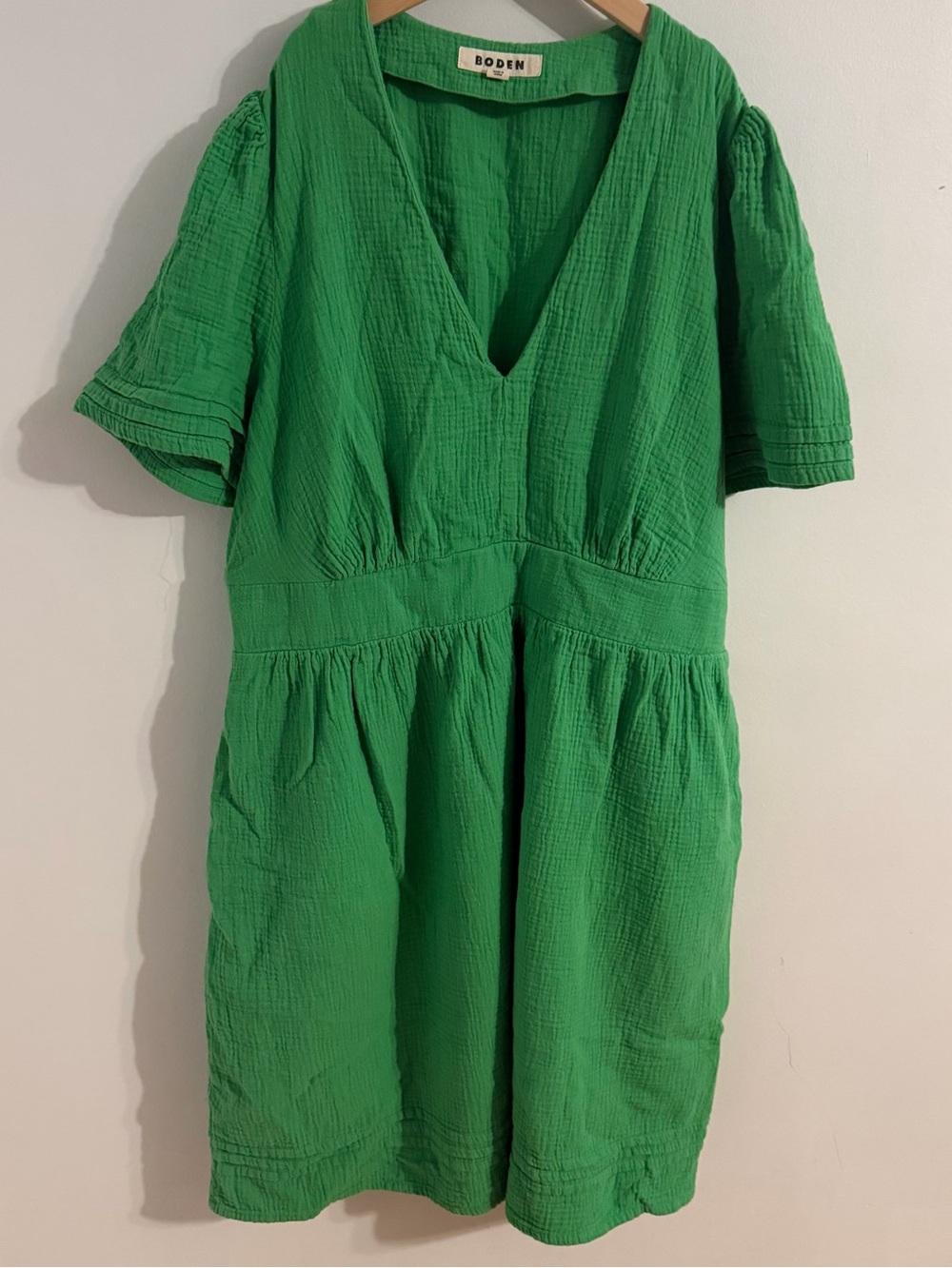 Boden Green V-Neck Gauze Dress 16-18R